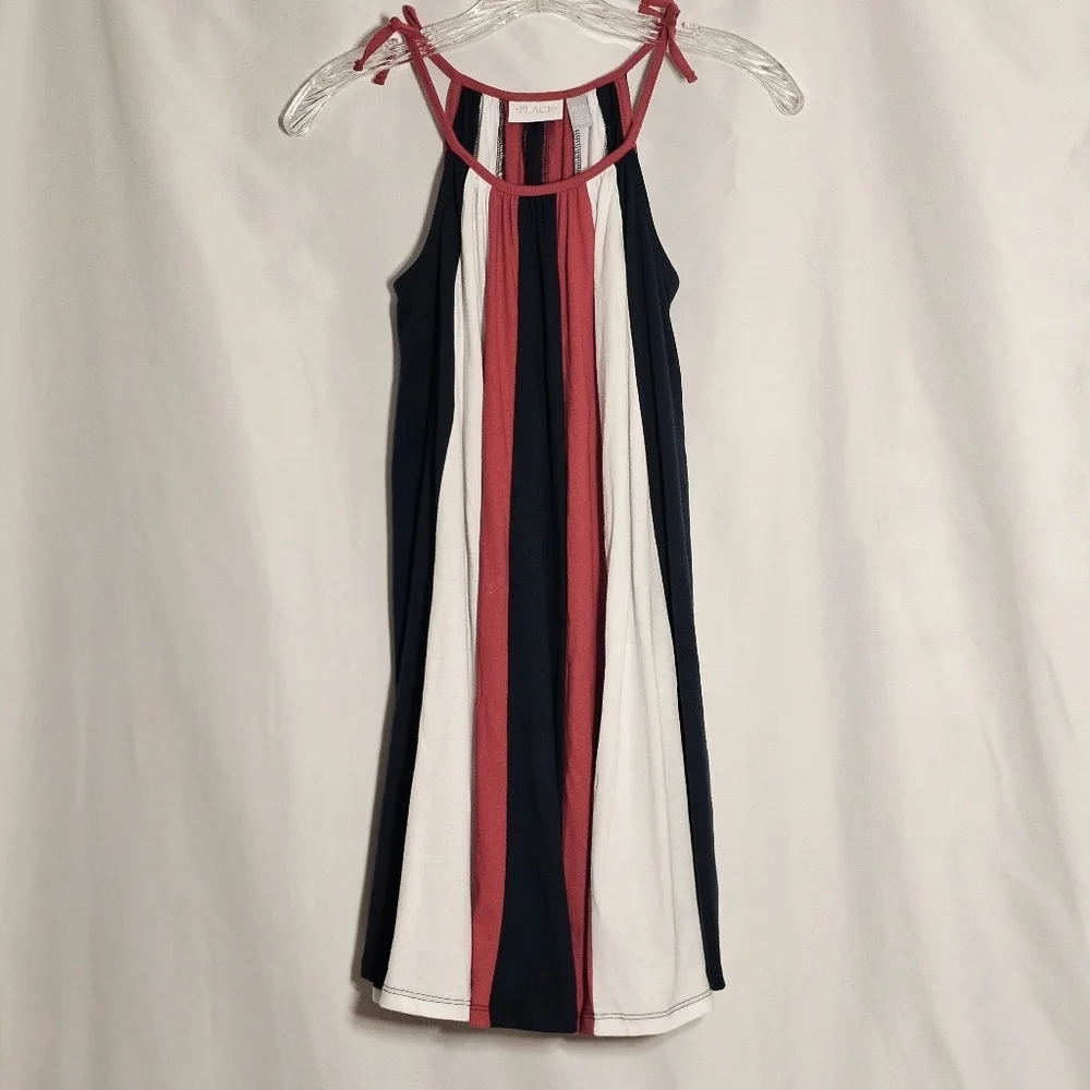 The Children's Place Girls Red White & Blue Colorblock Dress Size Lg 10/12 - Picture 3 of 7
